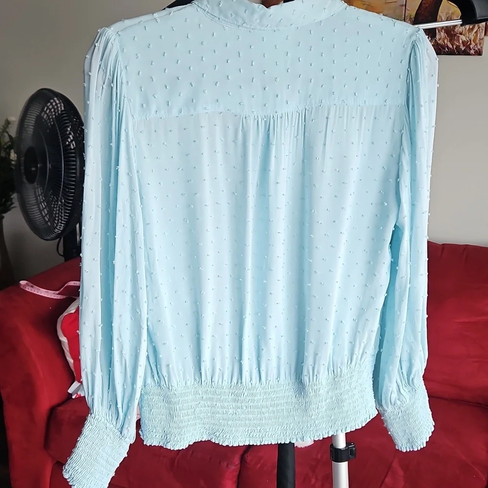 Anthropologie Maeve Blue Rosa Swiss Dot Blouse - Picture 3 of 7